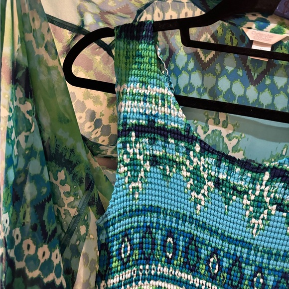 Christopher & Banks Teal and Blue Patterned Blouse and Cami Set - Picture 4 of 4